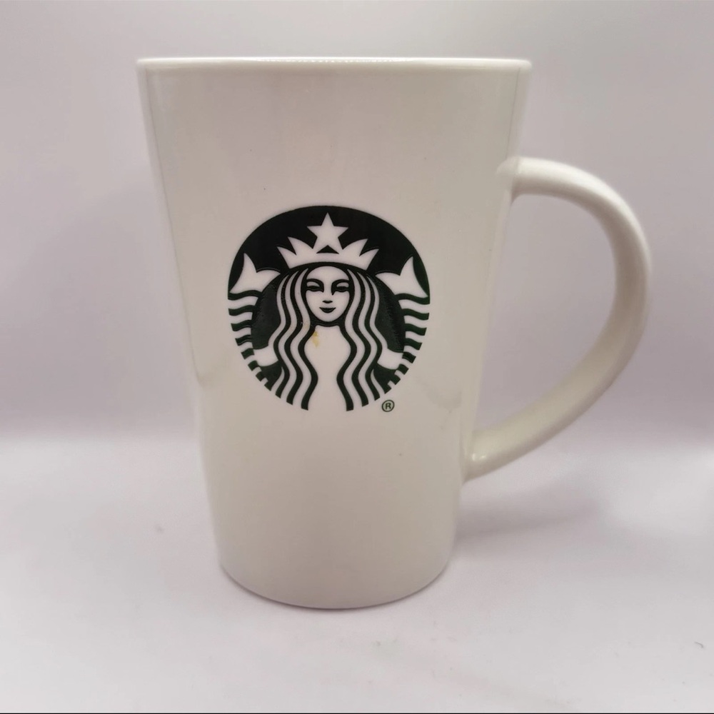 Starbucks Classic Logo Green Mermaid 12oz White Coffee Mug/ Cup Marks on Side